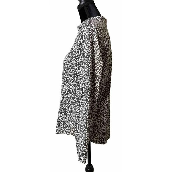Talbots Sz 16P Petite Animal Leopard Print Button Up Blouse Wrinkle Resistant - Picture 5 of 10